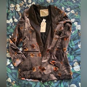 Anthropologie velvet floral blazer